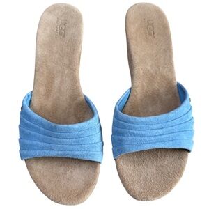 UGG Women's Light Blue Suede Slide Sandals Side 9.5 Brand New Without Box